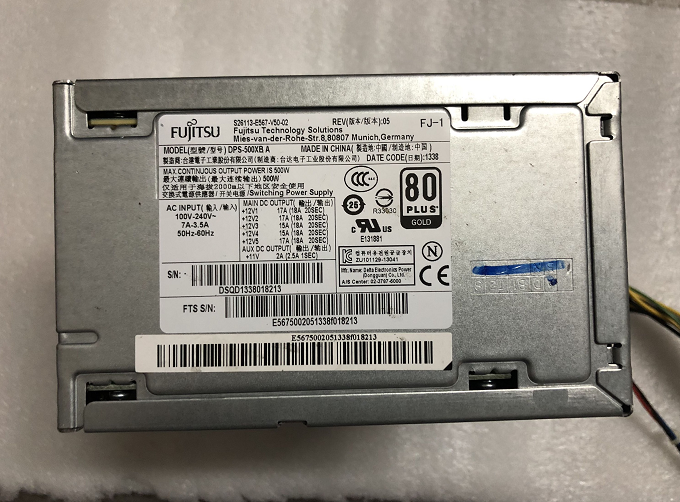 New Fujitsu W530 Power Supply 500W DPS-500XB A S26113-E567-V50-02