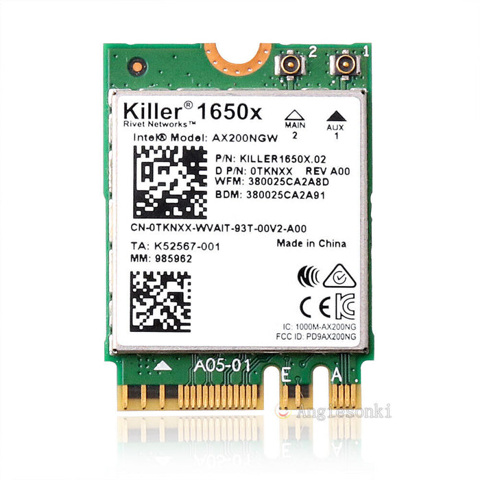New Dell Killer 1650X AX200MGW Wi-Fi 6 2.4Gbps Dual Band Bluetooth 5.1 NGFF card TKNXX