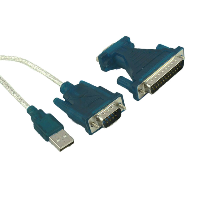 New USB 2.0 to RS232 COM Port 9 Pin Serial DB25 DB9 Adapter Cable Converter