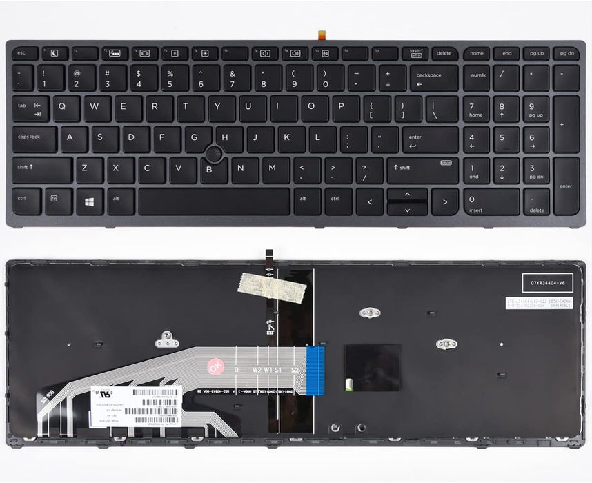 New HP Zbook 15 G3 17 G3 US English Keyboard Backlit With Pointer Frame 848311-001 PK131C32A01