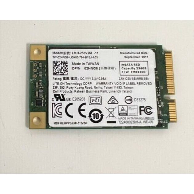 New Dell 256GB SSD Solid State Drive mSATA 2HNG6 LITE-ON LMH-256V2M 6Gb/s 35DNT