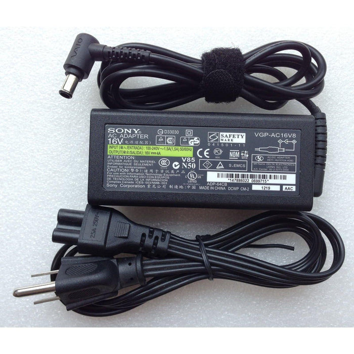 New Genuine SONY AC Adapter Charger VGP-AC16V8 16V 4A 64W 6.5*4.4mm - LaptopParts.ca
