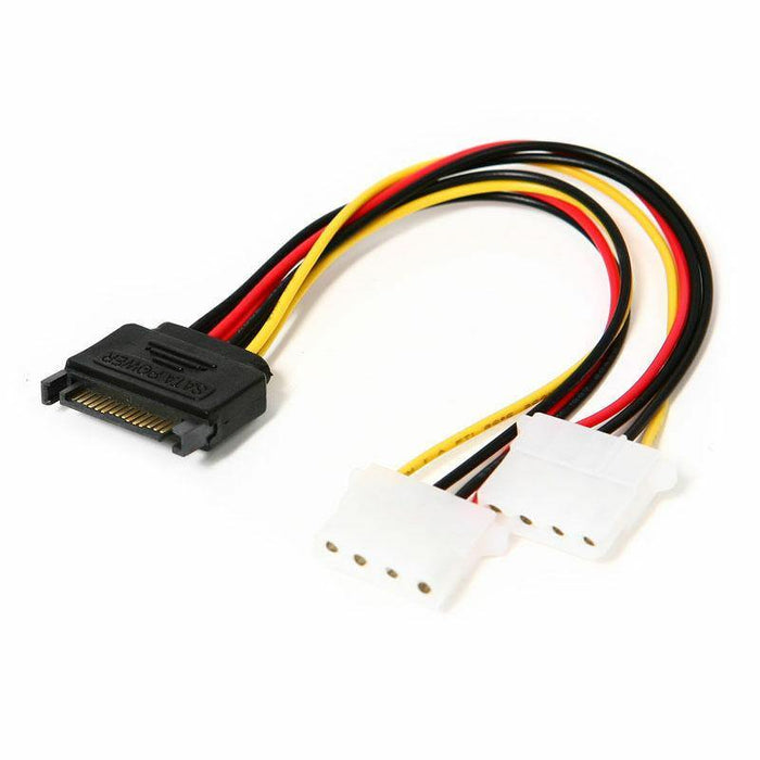 2x IDE-Molex Female 4-Pin to SATA Male 15-Pin Power Splitter Y Adapter Cable