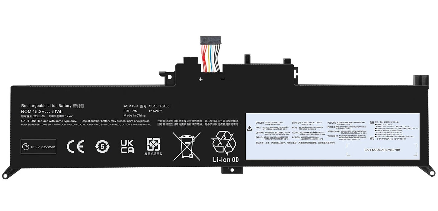 New Compatible Lenovo Yoga 12 X260 Battery 51Wh 01AV432 SB10K97591 SB10K97589 SB10K97591 SB10K97590 - LaptopParts.ca
