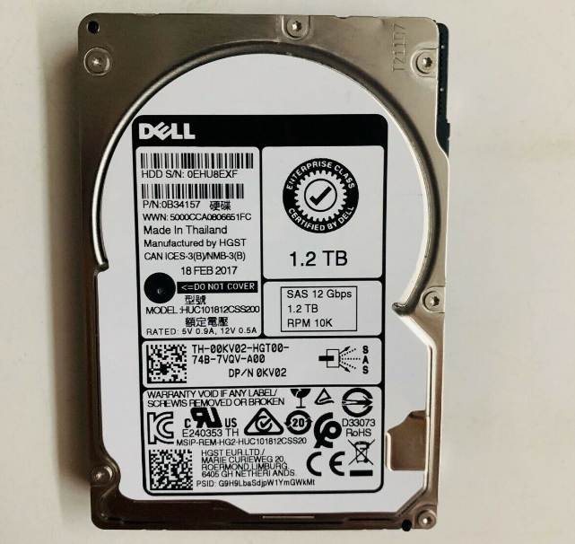 New Dell 1.2TB 10K RPM 12Gbps 2.5″ SAS SERVER HDD Hard Drive 0KV02 00KV02