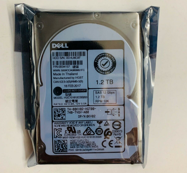 New Dell 1.2TB 10K RPM 12Gbps 2.5″ SAS SERVER HDD Hard Drive 0KV02 00KV02