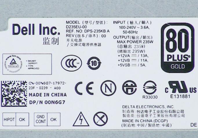 New Dell XPS One 2710 All-In-One Desktop Power Supply 235W 0N6G7 - LaptopParts.ca