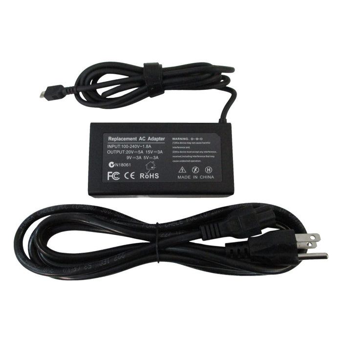 New 100W USB-C Laptop Replacement Ac Adapter Charger w/ Power Cord