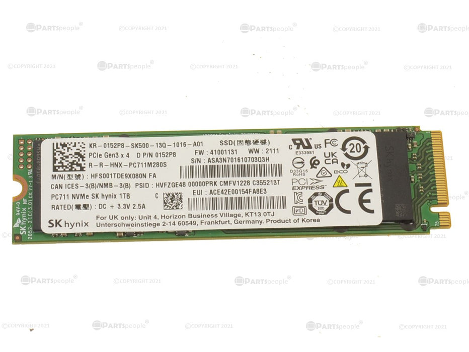 Used SK Hynix 1TB NVMe PCIE SSD Hard Drive M.2 2280 Card 1TB PC711