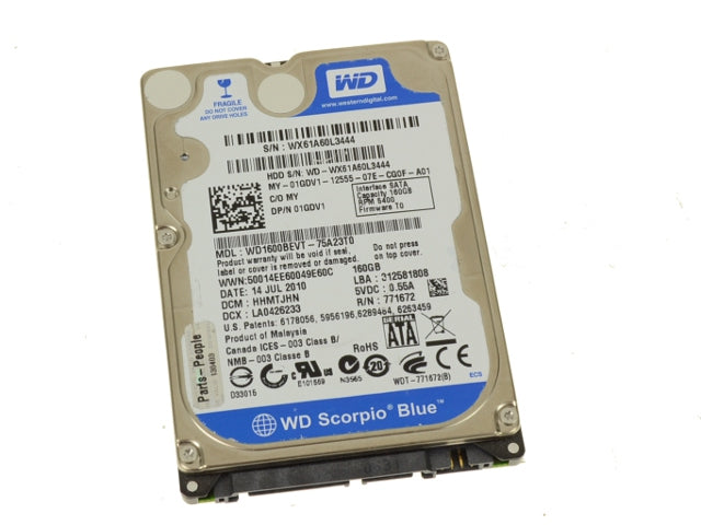 Used Western Digital Blue 160gb SATA Laptop Hard Drive 3Gb/s 5400rpm 1GDV1 RM067