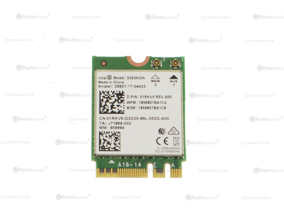 Used Intel Wireless-AC 9260 WLAN WiFi  802.11ac Dual Band Bluetooth 5.0 M.2 Card 1RKV5