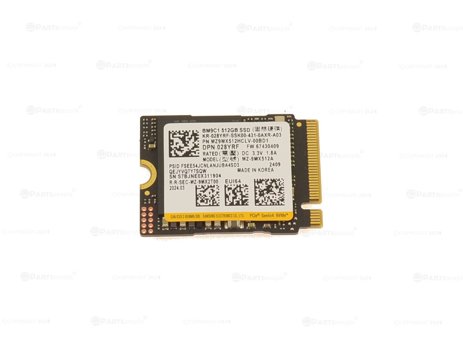 Used Samsung 512GB NVMe PCIE SSD Hard Drive M.2 2230 Card 512GB 28YRF