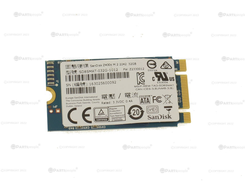 Used Dell OEM Chromebook 13 7310 32gb SSD SATA Hard Drive M.2 2242 Card 2JGHD