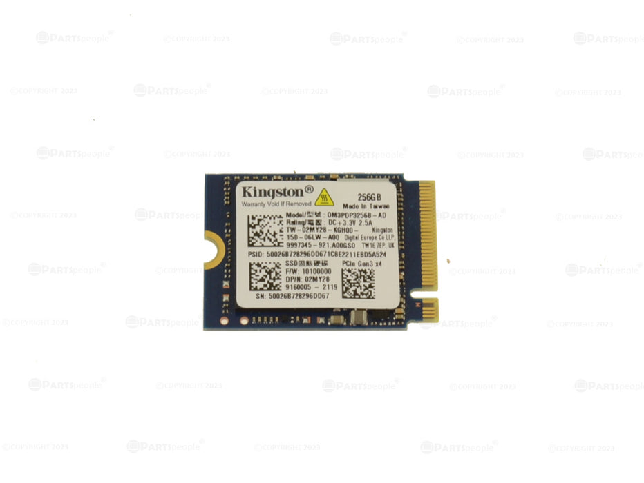 Used Kingston 256GB NVMe PCIE SSD Hard Drive M.2 2230 Card 256GB 2MY28