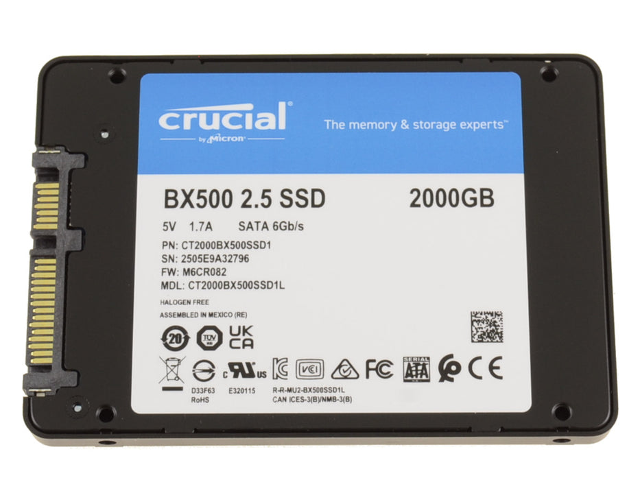 New Crucial BX500 Series SSD 2TB SATA III SSD 6Gbp/s 2.5" Internal Solid State Drive 2TB