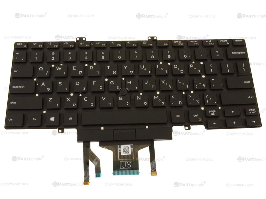 Refurbished Hebrew Dell OEM Latitude 5400 Backlit Laptop Keyboard Dual Point 3T97G