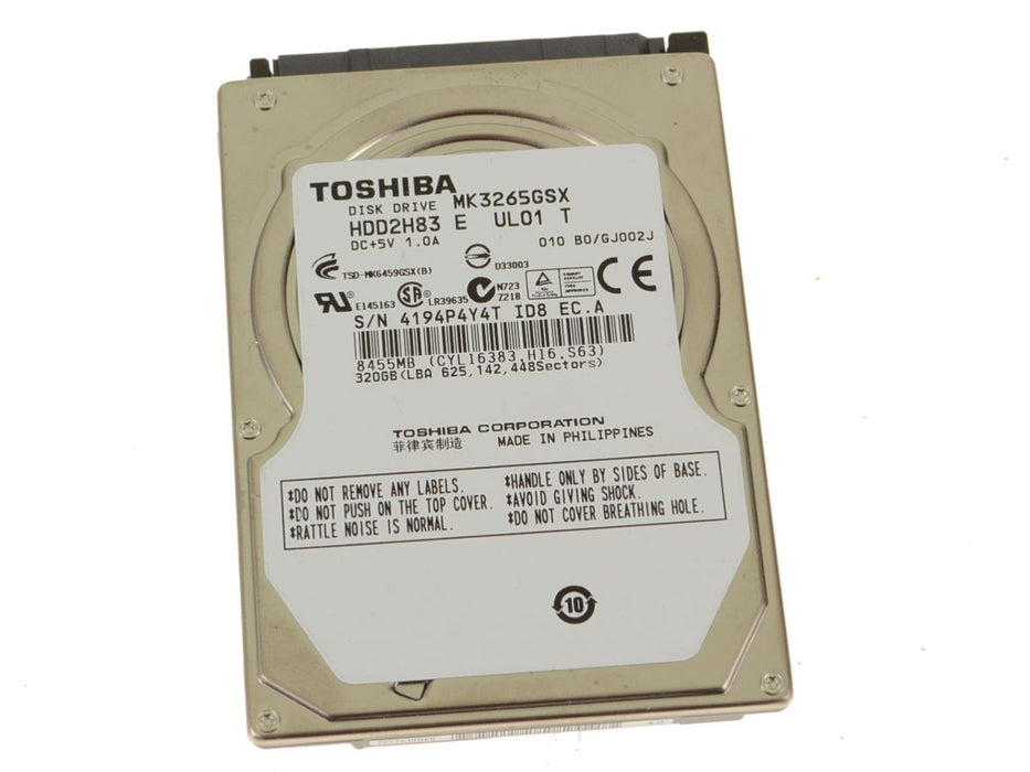 Used Toshiba 320gb SATA Laptop Hard Drive 3Gb/s 5400rpm