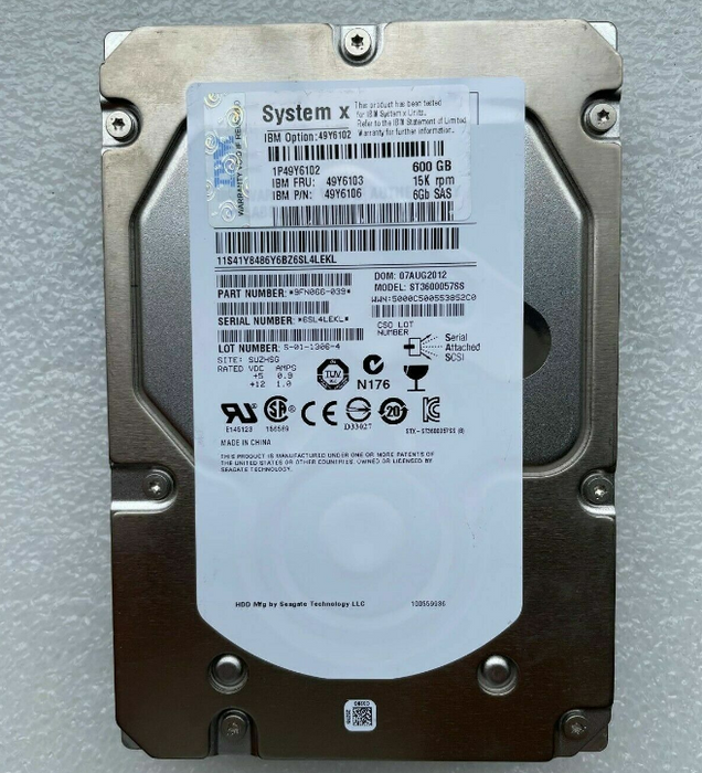 New IBM 600GB 15K 6Gbps SAS 3.5″ M4 HDD Hard Drive 49Y6102 49Y6106 49Y6103