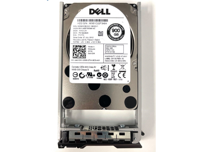 New Dell WD9001BKHG 900GB 10K 6G SFF 2.5” SAS Hard Drive W/Tray 4X1DR 04X1DR