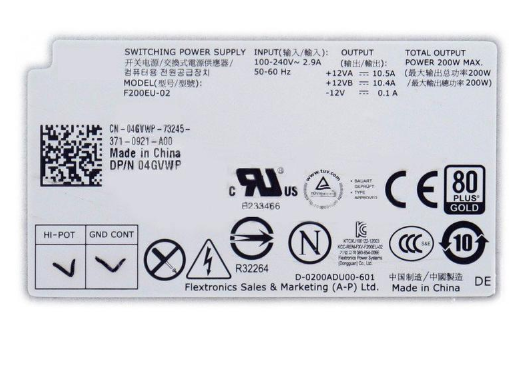 New Dell OPTIPLEX 9010 9020 USFF PSU Power Supply 200W F200EU-02 4GVWP 04GVWP CN-04GVWP - LaptopParts.ca