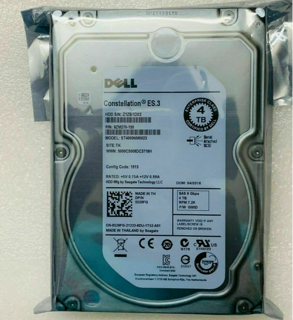 New Dell ST4000NM0023 4TB 7.2K 6G 128MB Cache 3.5″ SAS HDD Hard Drive 529FG 0529FG