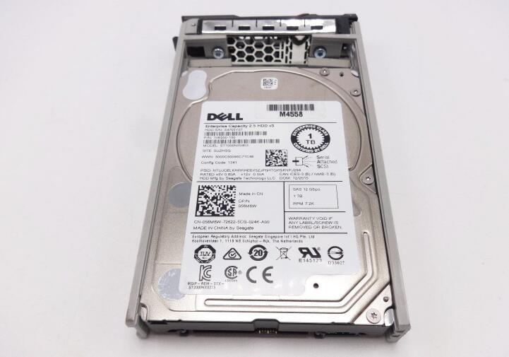 New Dell 1TB 7200RPM 12Gbps 2.5″ SAS SERVER HDD Hard Drive W/R Tray 56M6W 056M6W