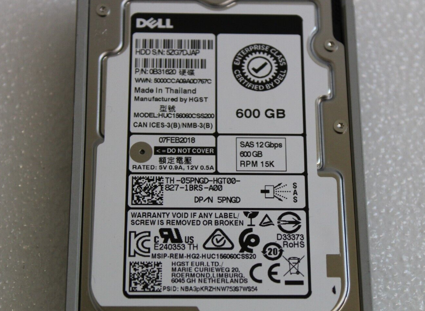New Dell ENTERPRISE 600GB 15K RPM 12Gbps 2.5″ SAS HDD Hard Drive 5PNGD 05PNGD