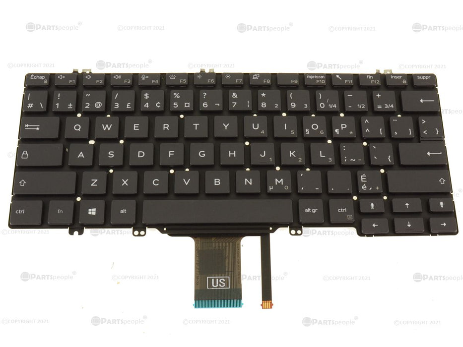 New French English Dell OEM Latitude 7300 5300 2-in-1 Laptop Keyboard  Backlight 5V1P5