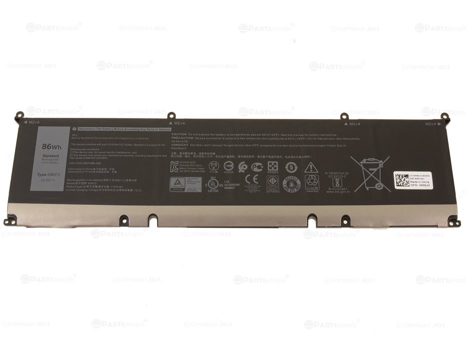 Used Dell Original XPS 9500 6-Cell 86Wh OEM Battery 69KF2