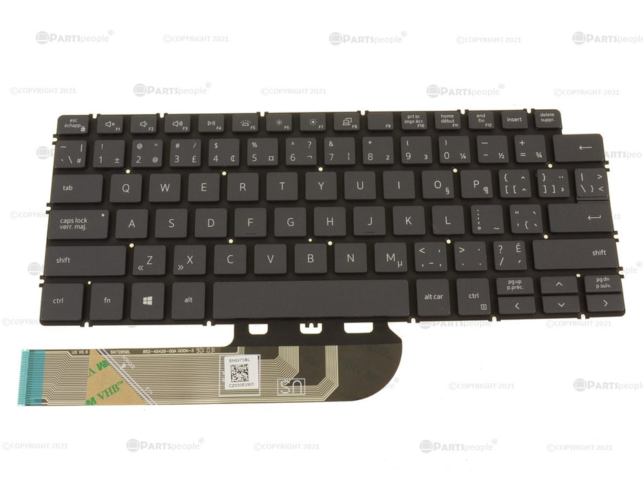 French-English - Dell OEM Inspiron 7390 / 7391 2-in-1 Laptop Backlit Keyboard - 6VJ8V