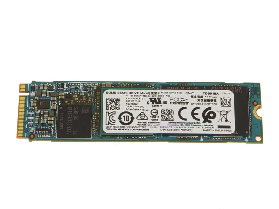 Used Toshiba 512GB NVMe PCIE SSD Hard Drive M.2 2280 Card 512GB 70KCW