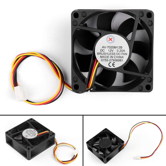 New AV-7025M12B DC Brushless Cooling PC Computer Fan 12V 7025B 0.2A 3 Pin Wire