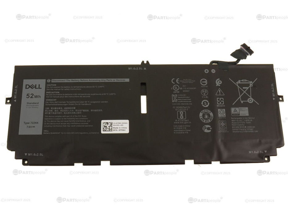 Used Dell Original XPS 9300 9310 Laptop 4-Cell 52Wh OEM Battery 722KK