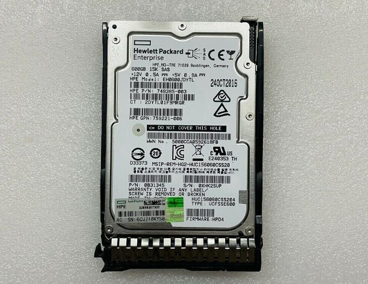 New HP Enterprise 600G 15k SAS 12G 2.5″ HDD 759548-001 759212-B21