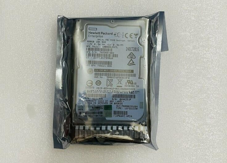 New HP Enterprise 600G 15k SAS 12G 2.5″ HDD 759548-001 759212-B21