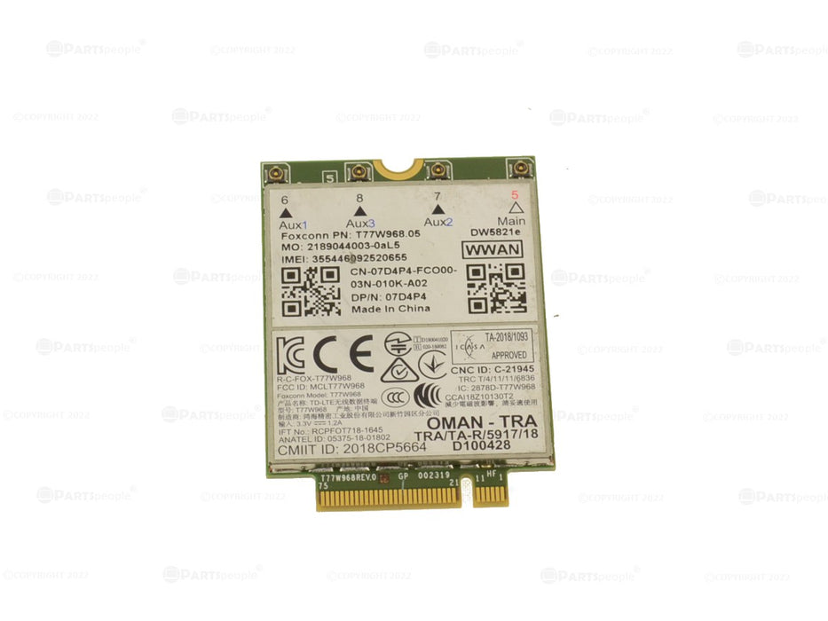 Used Dell OEM Wireless 5821E DW5821e M.2 Mobile Broadband 4G LTE WWAN Card 7D4P4