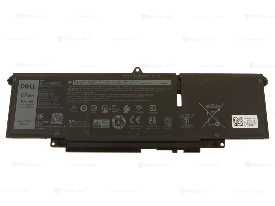 New  Dell OEM Original Latitude 7440 7340 7640 57Wh 3-cell Laptop Battery 66DWX