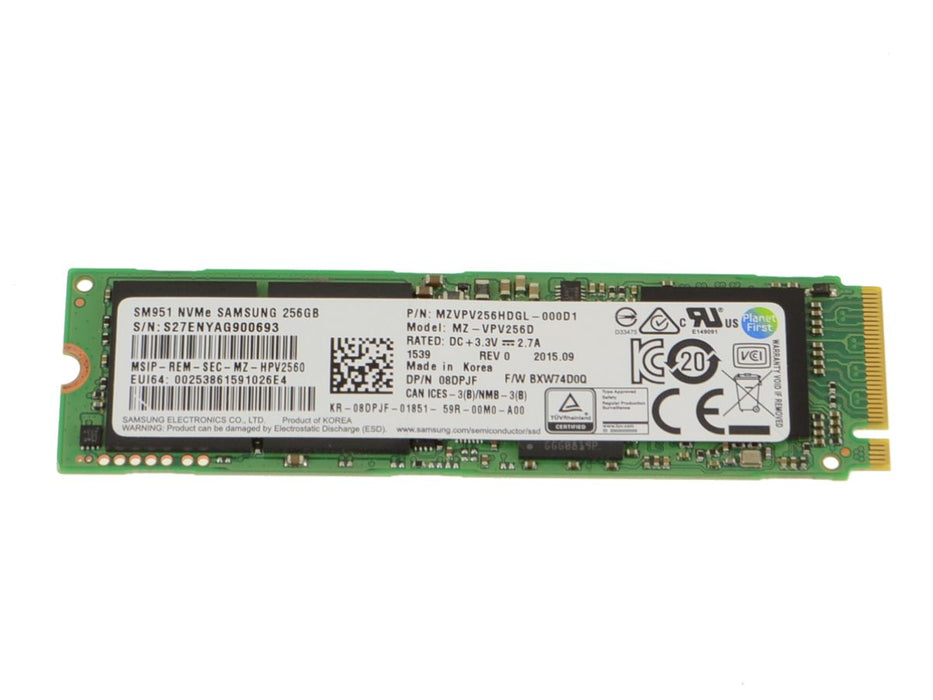 Used Samsung 256GB NVMe PCIE SSD Hard Drive M.2 2280 Card 256GB 8DPJF