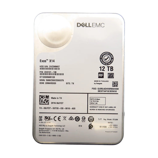 New Dell EMC 8JYD7 Seagate Exos X14 12TB SATA 6Gb/s 7.2K 3.5" HDD ST12000NM0128 - LaptopParts.ca