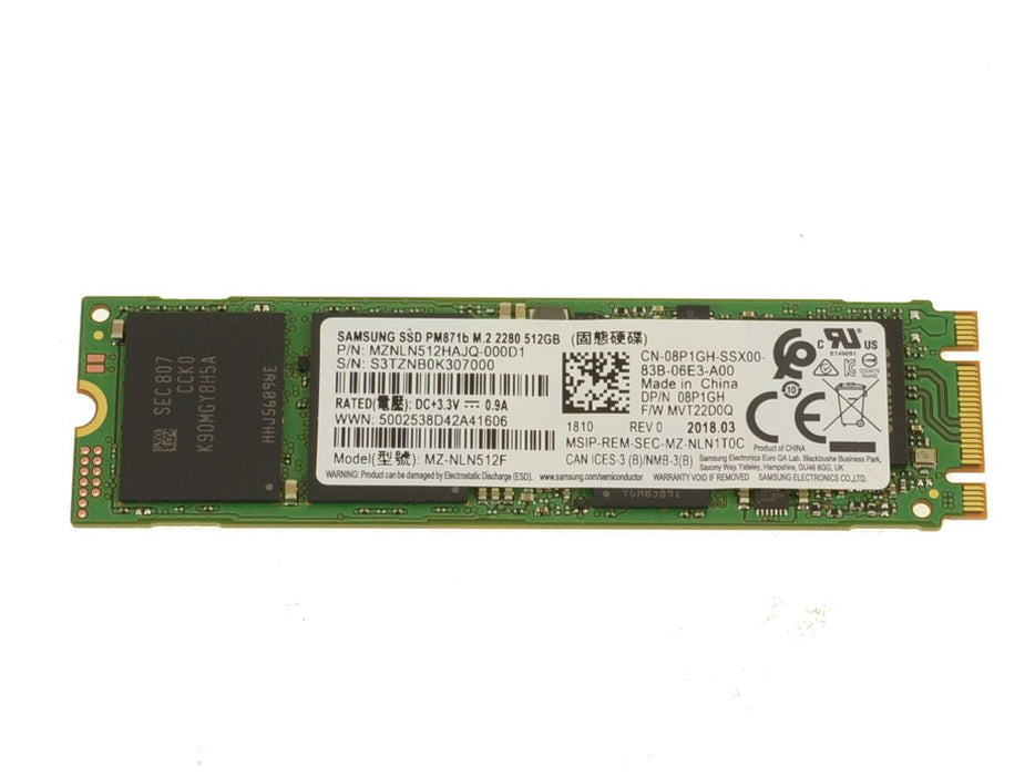 Used Samsung 512GB SATA SSD Hard Drive M.2 2280 Card 512GB 8P1GH