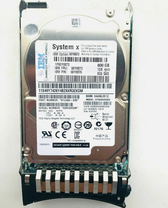 New IBM SYSTEM X 600GB 10K RPM 6Gbps 2.5″ SAS Hard Drive 90Y8872 90Y8876 90Y8873