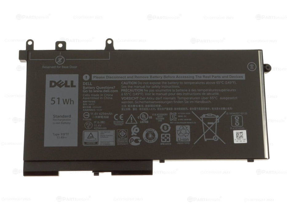 Used Dell OEM Original Latitude 5580 5480 5280 3-Cell 51Wh Laptop Battery 93FTF