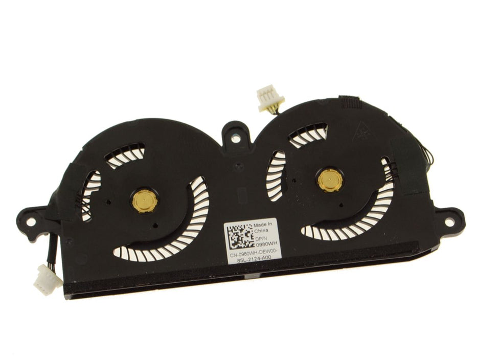 Used Dell OEM XPS 9370 9380 Dual Cooling Fan Assembly 980WH