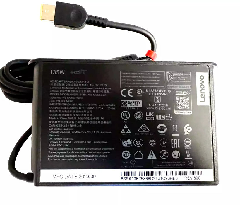 New Genuine Lenovo 135W AC Power Charger 20V 6.7A 4X20E50558 ADL135SDC3A - LaptopParts.ca