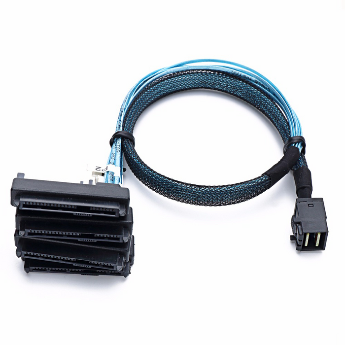 New Mini SAS HDD cable SFF-8643 to 4 SFF-8482 Connector with Power Port 0.5M