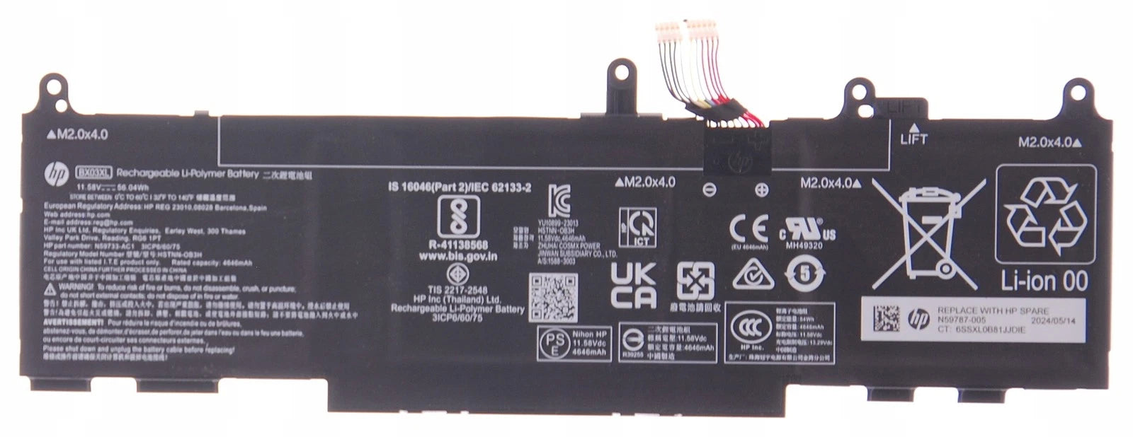 New Genuine HP EliteBook 830 835 840 845 860 865 G11 ZBook Firefly 14 16 G11 Battery 56.04Wh BX03XL