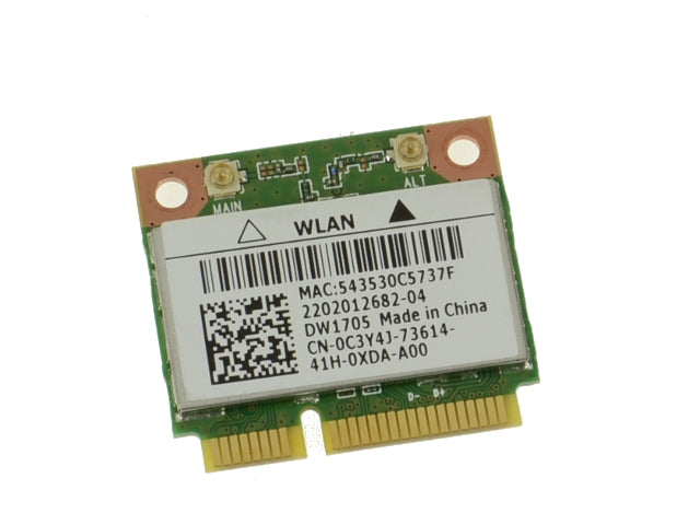 Used Dell OEM Wireless DW1705 WLAN WiFi 802.11 b/g/n  Bluetooth 4.0 Half-Height Mini-PCI Express Card C3Y4J