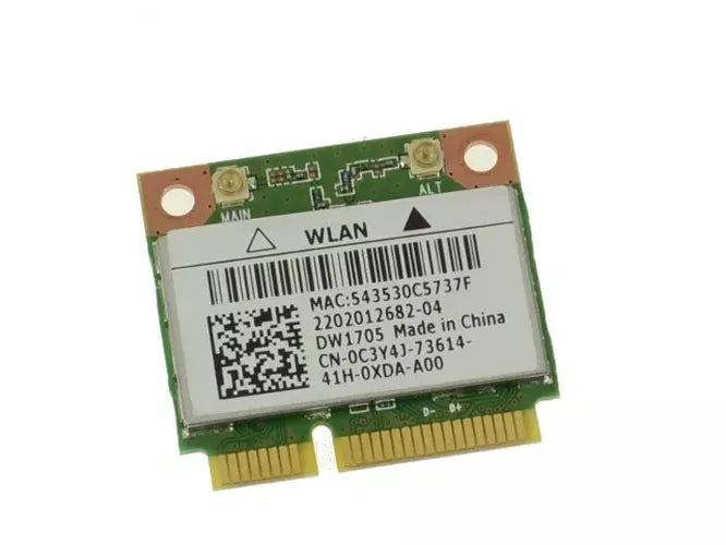 New Dell Wireless DW1705 WLAN WiFi 802.11 b/g/n With Bluetooth 4.0 mPCI Adapter C3Y4J - LaptopParts.ca