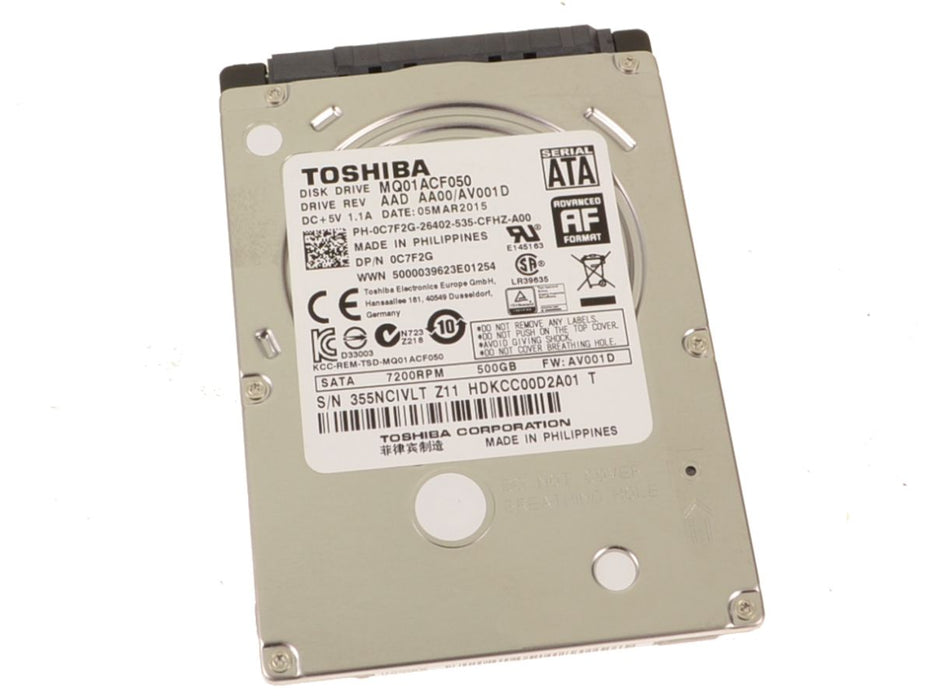 Used Toshiba 500GB SATA III Laptop Hard Drive 6Gb/s 7200rpm 7mm C7F2G