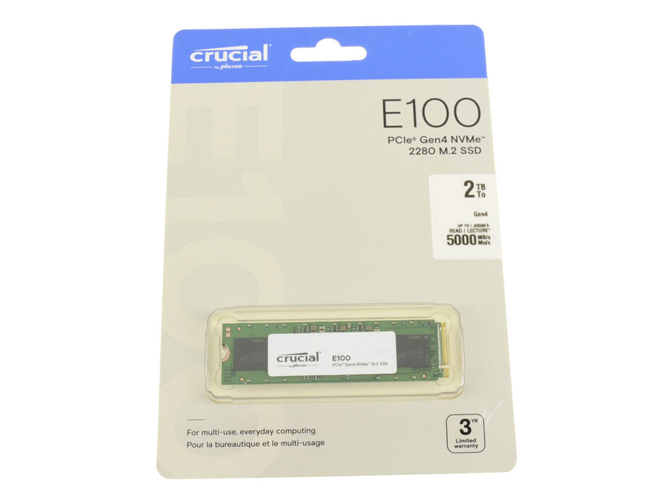 New Crucial Series E100 2TB NVMe PCIE Gen4 x4 SSD Hard Drive M.2 2280 Card 2TB CT2000E100